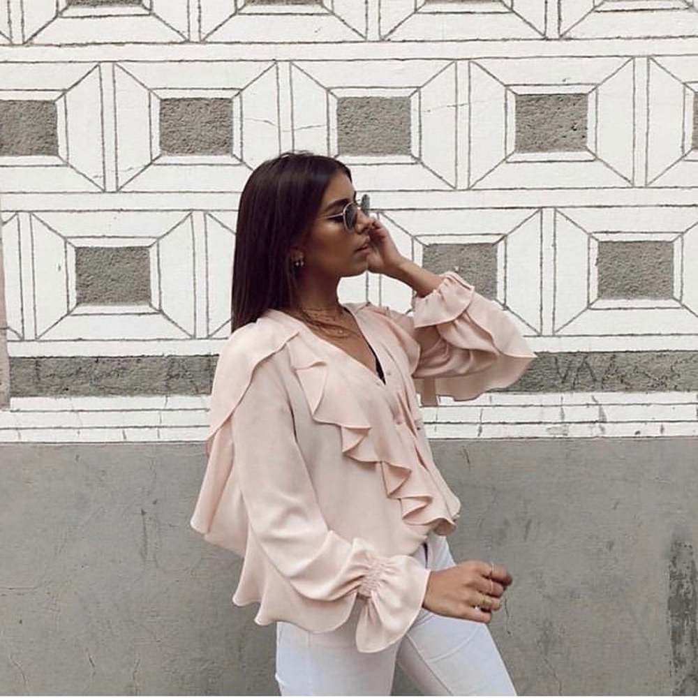 Zara Blush Ruffled Blouse - Picture 4 of 8